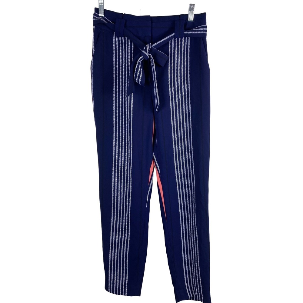 Express Striped High Rise Ankle Pant with Tie Sash Belt Size 4R